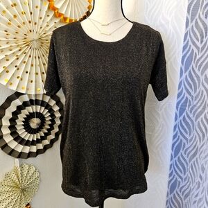 Skies Are Blue | Black Shimmer Top | Size Small